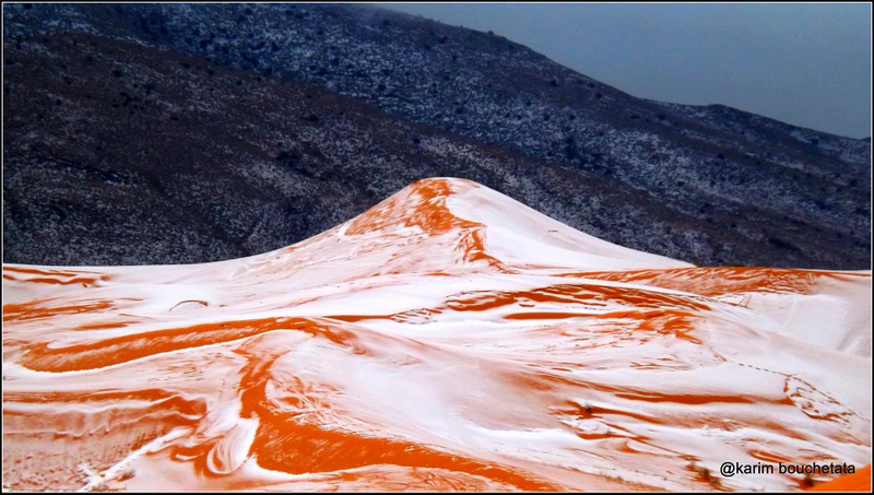 Illustration for article titled Photos of Freak Snowfall in the Sahara Look Unreal